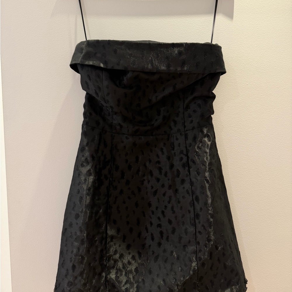 Reformation Black Textured Strapless Dress